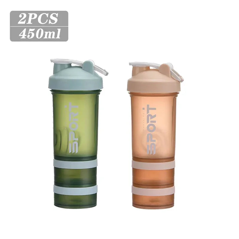 500ML 3-layer Sports Water Bottle Protein Shaker