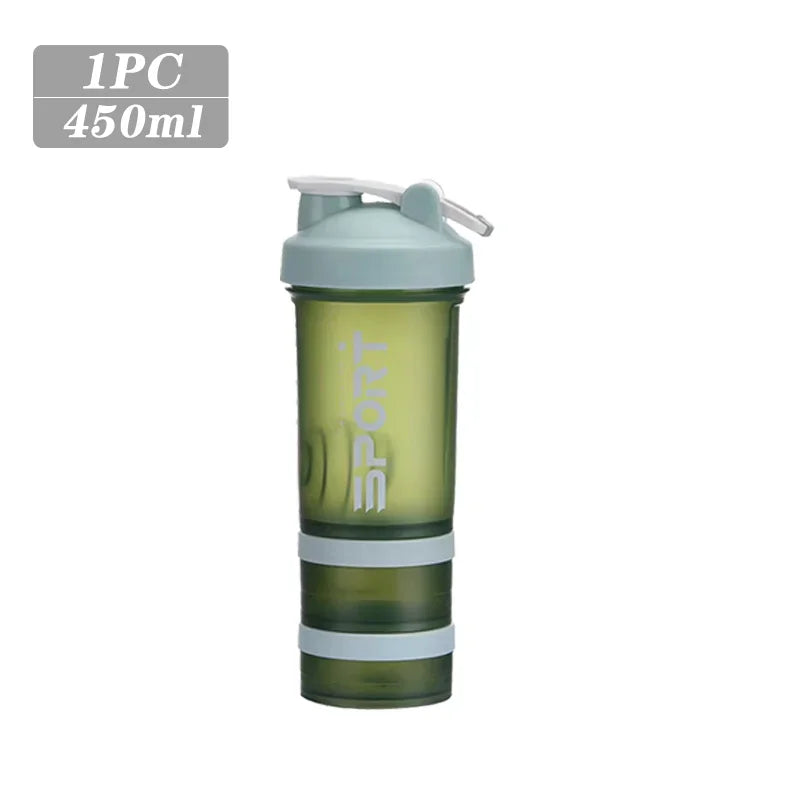 500ML 3-layer Sports Water Bottle Protein Shaker