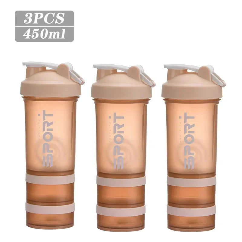 500ML 3-layer Sports Water Bottle Protein Shaker