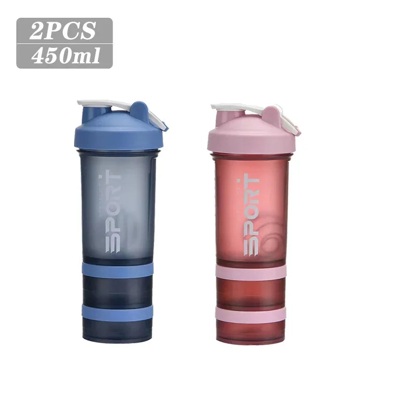 500ML 3-layer Sports Water Bottle Protein Shaker