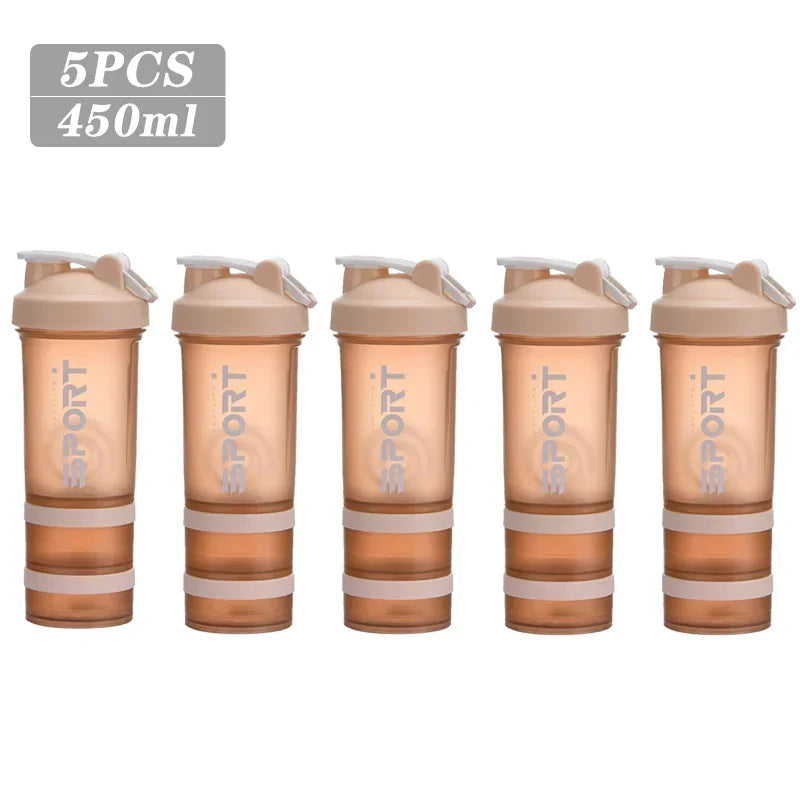 500ML 3-layer Sports Water Bottle Protein Shaker
