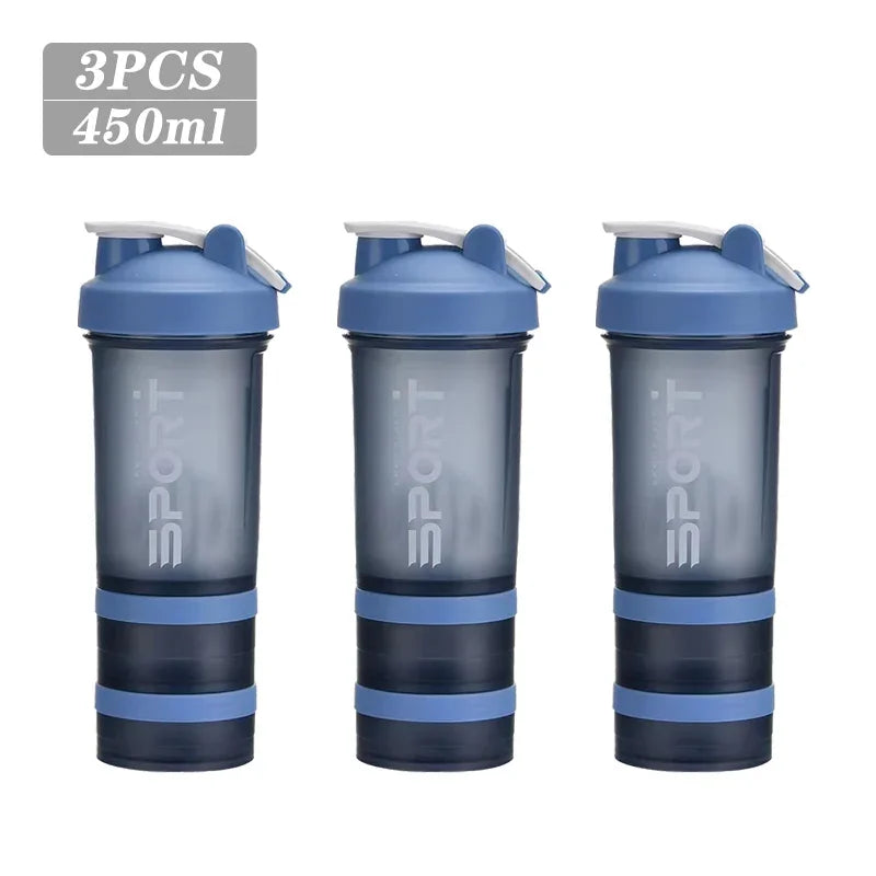 500ML 3-layer Sports Water Bottle Protein Shaker