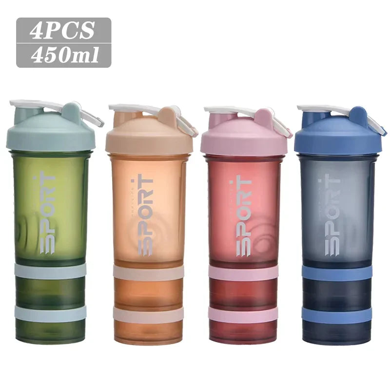 500ML 3-layer Sports Water Bottle Protein Shaker