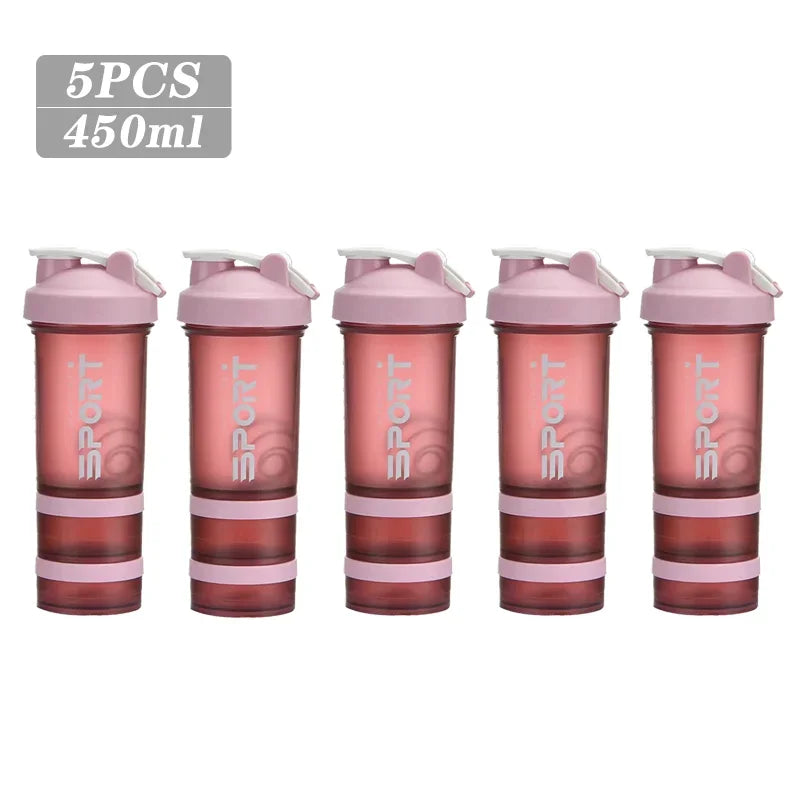 500ML 3-layer Sports Water Bottle Protein Shaker