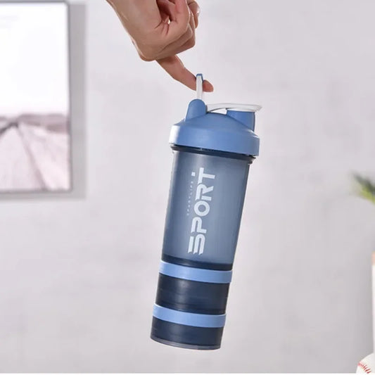 500ML 3-layer Sports Water Bottle Protein Shaker