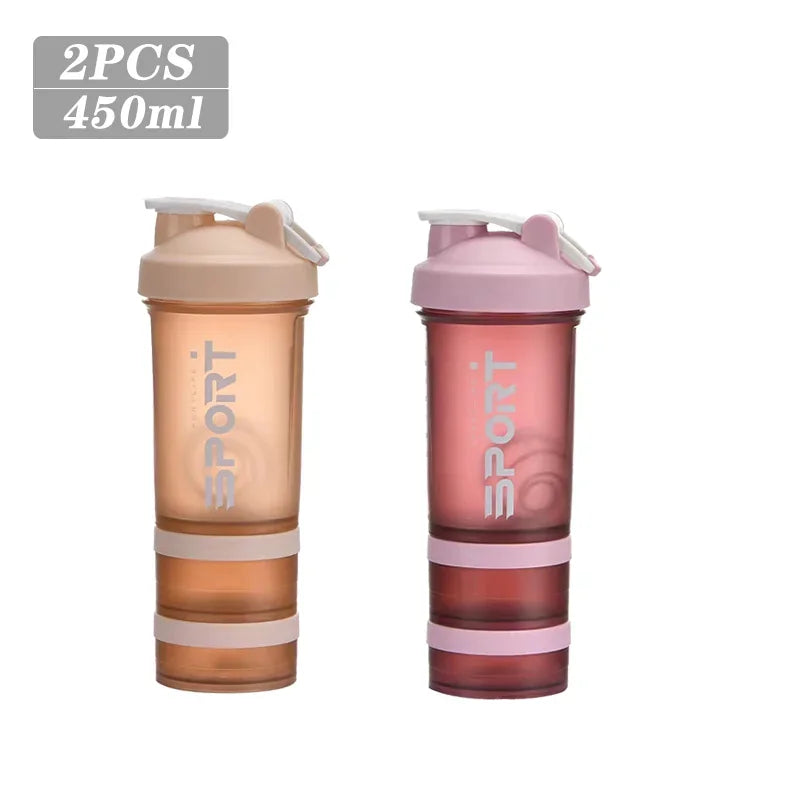 500ML 3-layer Sports Water Bottle Protein Shaker