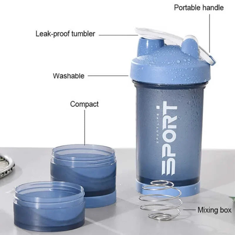 500ML 3-layer Sports Water Bottle Protein Shaker