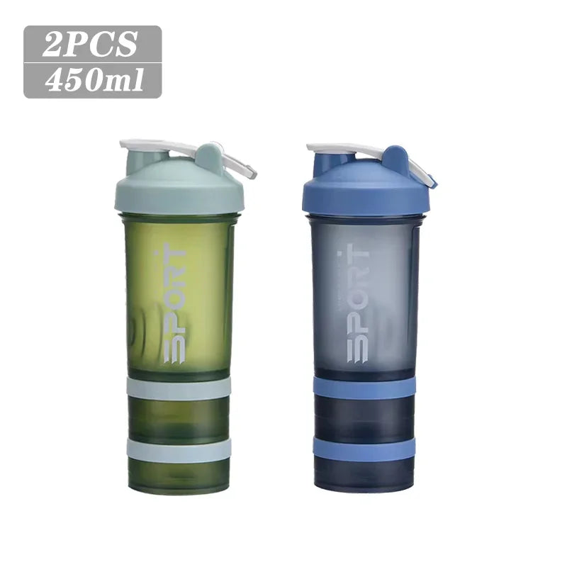 500ML 3-layer Sports Water Bottle Protein Shaker
