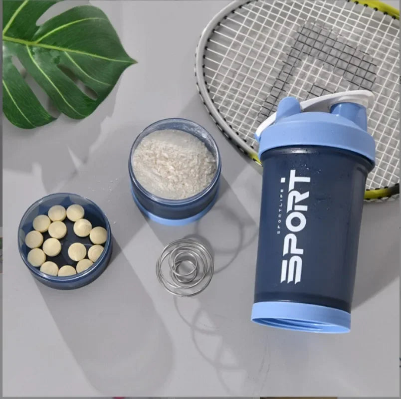 500ML 3-layer Sports Water Bottle Protein Shaker