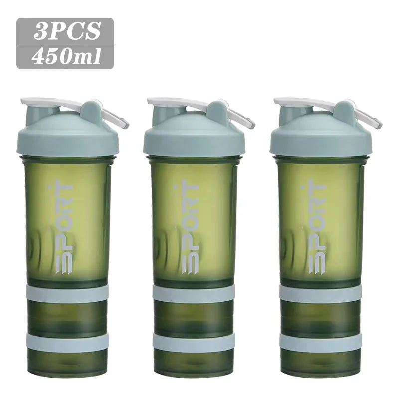 500ML 3-layer Sports Water Bottle Protein Shaker
